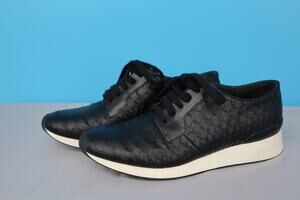 Vince Black Embossed Snake Leather Lace Up Sneakers Womens Size 7